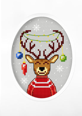 Christmas Card Cross Stitch Kit - Reindeer - DMC