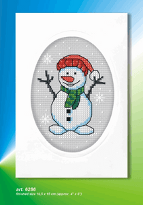 Christmas Card Cross Stitch Kit - Snowman - DMC