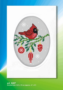 Christmas Card Cross Stitch Kit - Cardinal - DMC