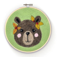 Load image into Gallery viewer, The Crafty Kit Company - Floral Bear in a Hoop Needle Felting Kit