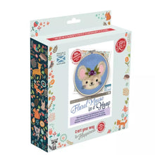 Load image into Gallery viewer, The Crafty Kit Company - Floral Mouse in a Hoop Needle Felting Kit