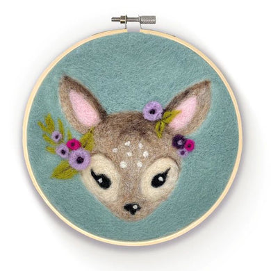 The Crafty Kit Company - Floral Fawn in a Hoop Needle Felting Kit