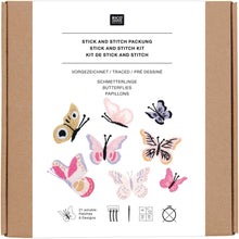 Load image into Gallery viewer, Rico Stick &amp; Stitch Embroidery Kit - Butterflies - 21 pieces