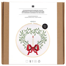Load image into Gallery viewer, Christmas Cross Stitch Kit - Mistletoe Wreath with bow - NEW