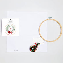 Load image into Gallery viewer, Christmas Cross Stitch Kit - Mistletoe Wreath with bow - NEW