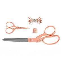 Load image into Gallery viewer, Milward Scissors, dressmaker and embroidery, Pins &amp; Thimble Set - Rose Gold