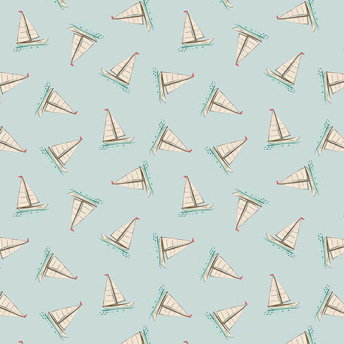 Beachy Keen - Tossed Ships- 100% Cotton