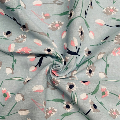 Linen Mix - Floral Blue
