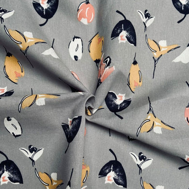 Linen Mix - Floral Grey
