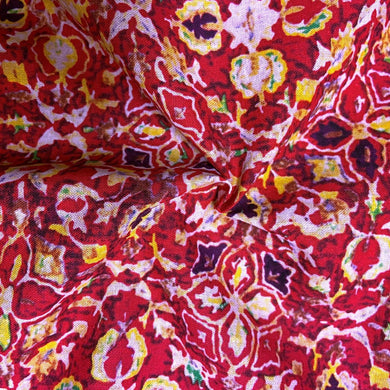 Linen Look - 100% Cotton - Red Floral