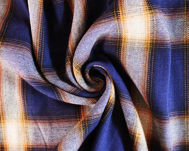 Brushed Polyotton - Jacquard Check - Royal Blue