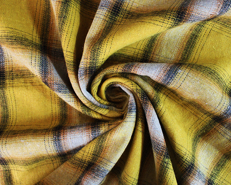 Brushed Polyotton - Jacquard Check - Mustard