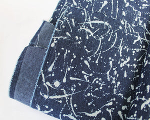 Denim - Stretch - Navy Blue with Splashes