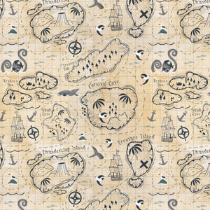 Pirate's Adventure - Map - 100% Cotton