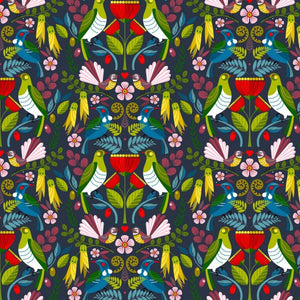 100% Cotton - Folk Tails - Navy