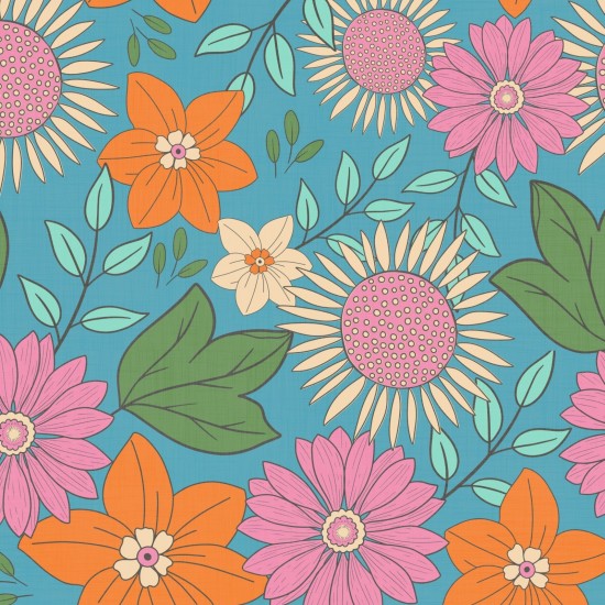 Petal Power - 100% Cotton - Blue Floral