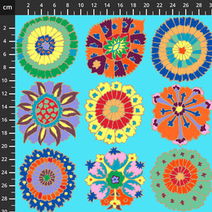 Kaffe Fassett Collective - Carpet Cookies - Turquoise -100% Cotton