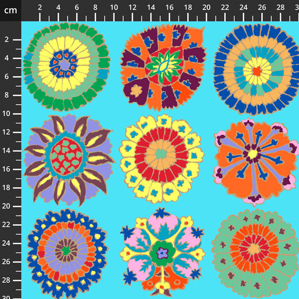 Kaffe Fassett Collective - Carpet Cookies - Turquoise -100% Cotton