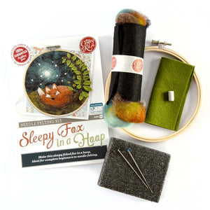 The Crafty Kit Company - Sleepy Fox in a Hoop Needle Felting Kit