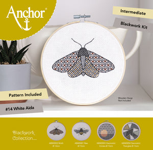 Anchor Embroidery Kit - Blackwork Moth