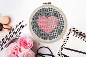 Anchor Embroidery Kit - Blackwork Heart