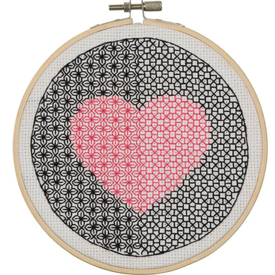 Anchor Embroidery Kit - Blackwork Heart