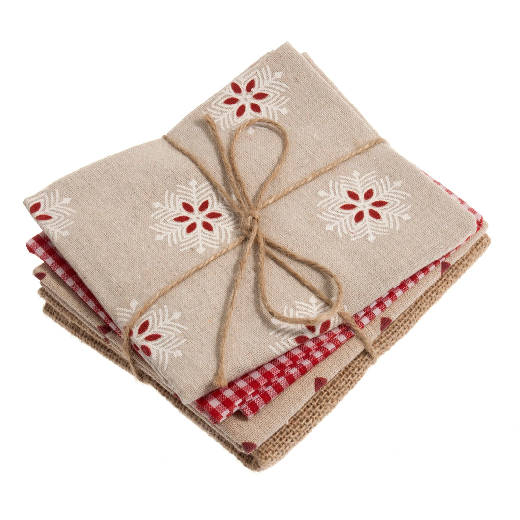 Fat Quarter Pack - Red & Natural