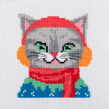Load image into Gallery viewer, Cross Stitch - Cat in Ear Muffs