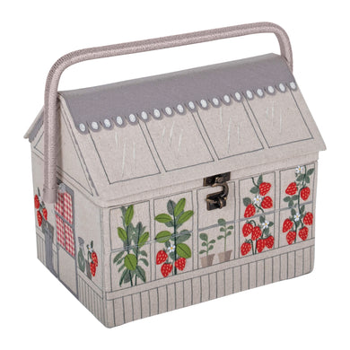 Sewing Box: Embroidered: Strawberry Greenhouse