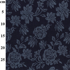 Denim - Stretch - Embossed Roses