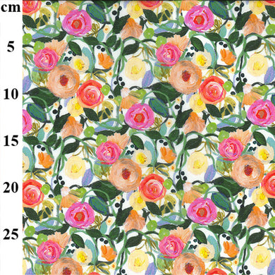Hand Painted Flowers - 100% Cotton Lawn