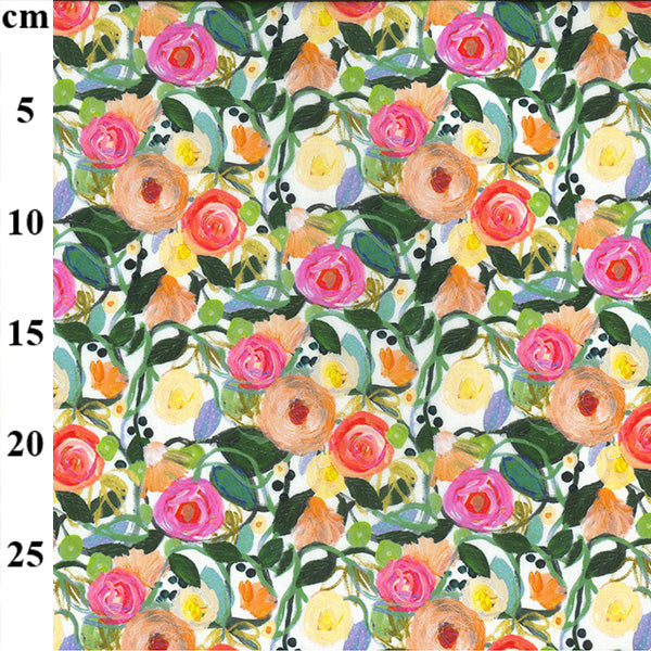 Hand Painted Flowers - 100% Cotton Lawn