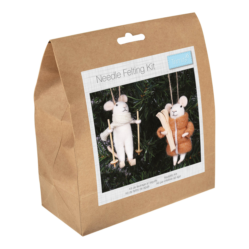Needle Felting Kit- Winter Sports mice Duo
