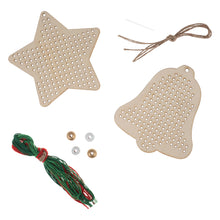 Load image into Gallery viewer, Cross Stitch: Pre-punched Wooden Shape: Bell &amp; Star