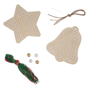 Cross Stitch: Pre-punched Wooden Shape: Bell & Star