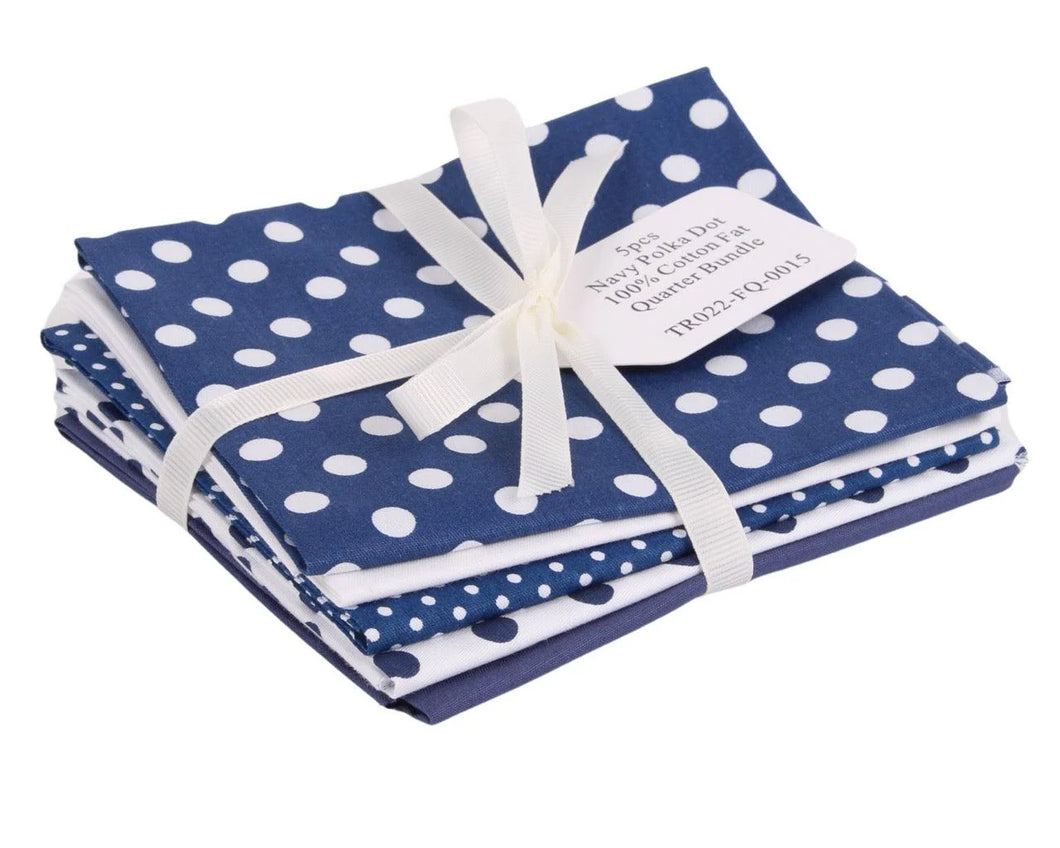 Fat Quarter Pack - Polka Dot - Navy