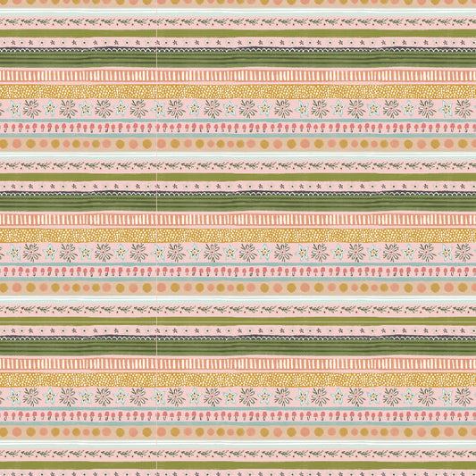 100% Cotton - Cottage Charm - Garden Stripe - 100% Cotton