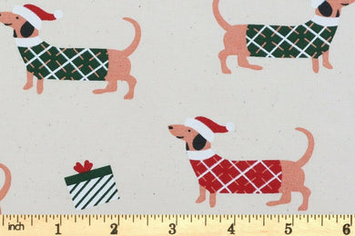 Christmas - Festive Dogs - 100% Cotton