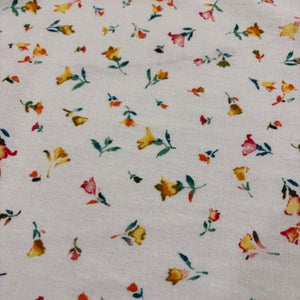 Linen Mix - White Floral