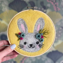 Load image into Gallery viewer, The Crafty Kit Company - Floral Bunny in a Hoop Needle Felting Kit