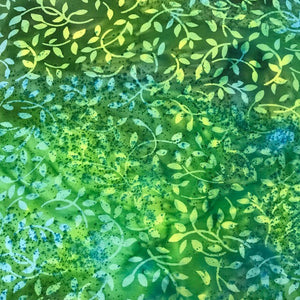100% Cotton - Batik - Green Leaf