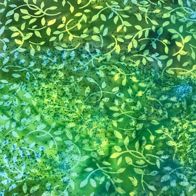 100% Cotton - Batik - Green Leaf