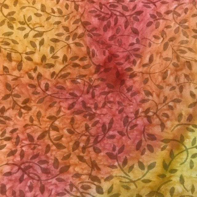100% Cotton - Batik - Orange Leaf