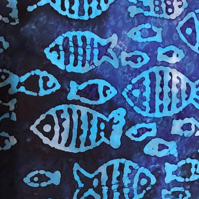 100% Cotton - Batik - Blue Fish