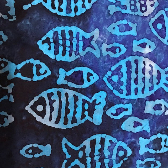100% Cotton - Batik - Blue Fish