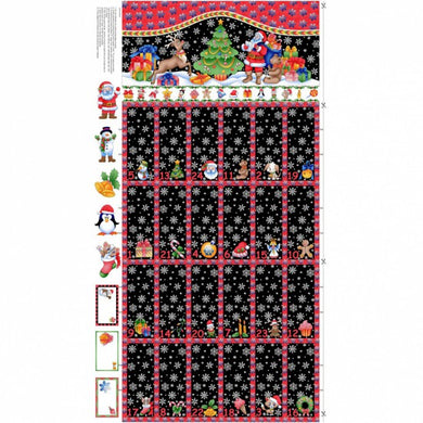 Christmas Advent Calendar - Fold Up & Sew - Black - 100% Cotton