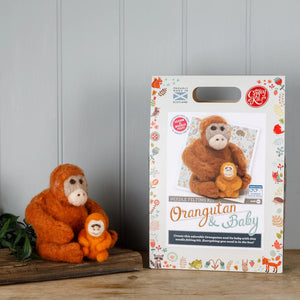The Crafty Kit Company - Orangutan & Baby -  Needle Felting Kit