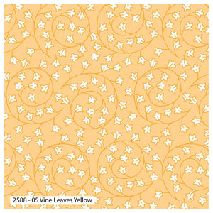 New Delhi - Yellow Vine Leaves - by Debbie Shore - 100% Cotton