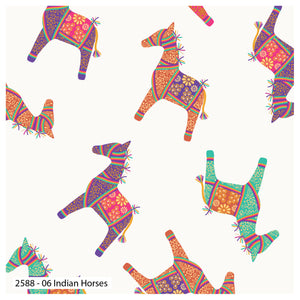 New Delhi - Indian Horses - by Debbie Shore - 100% Cotton