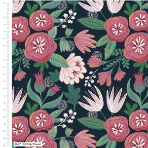 Garden Party - Pink Floral- 100% Cotton